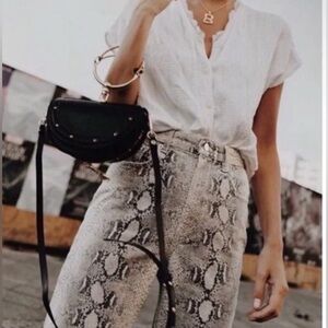 Zara The 90’s Wide Leg Snake Print High Rise Jeans